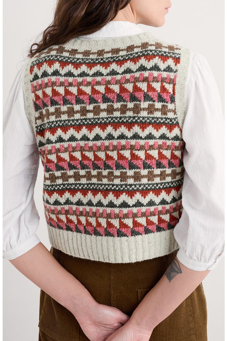 Dawson Pick Fair Isle Merino Wool Blend Sweater Vest, Alternate, color, KNIT ZIG ZAG GEO ARAN RED SAIL