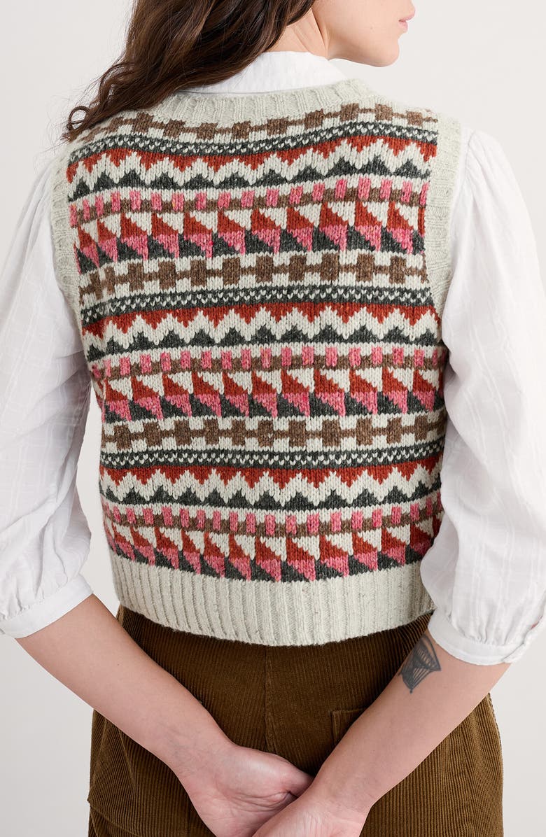 Seasalt Cornwall Dawson Pick Fair Isle Merino Wool Blend Sweater Vest, Alternate, color, Knit Zig Zag Geo Aran Red Sail