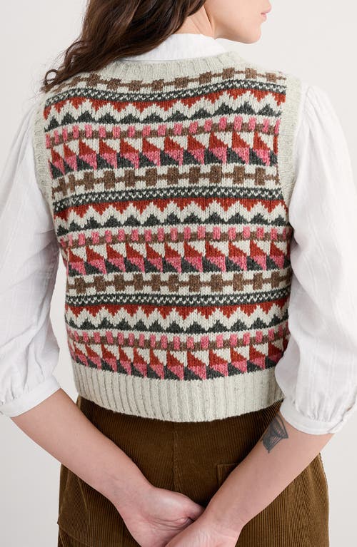 Seasalt Cornwall Dawson Pick Fair Isle Merino Wool Blend Sweater Vest In White