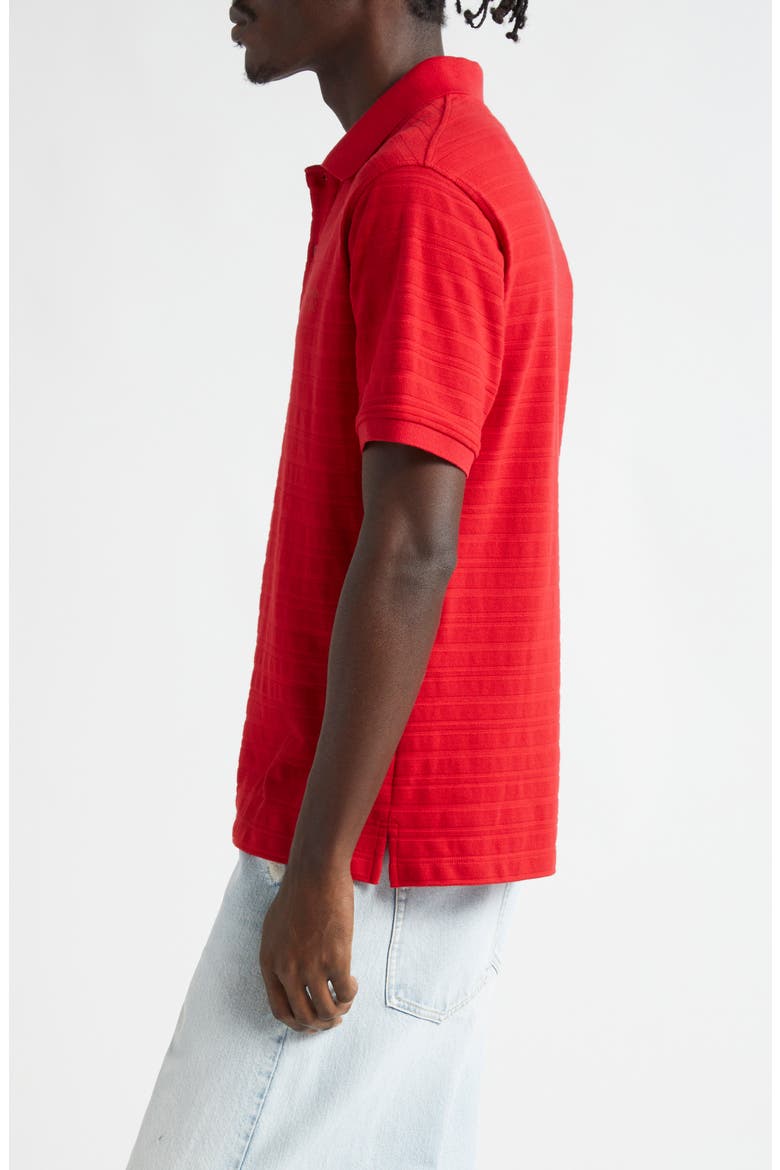 Journey Textured Stripe Cotton Piqué Polo, Alternate, color, HAUTE RED