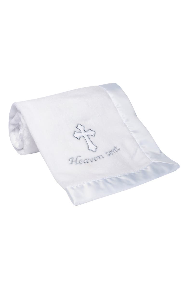 Lambs & Ivy Heaven Sent Baptism/Christening Soft Fleece Baby Blanket, Alternate, color, White