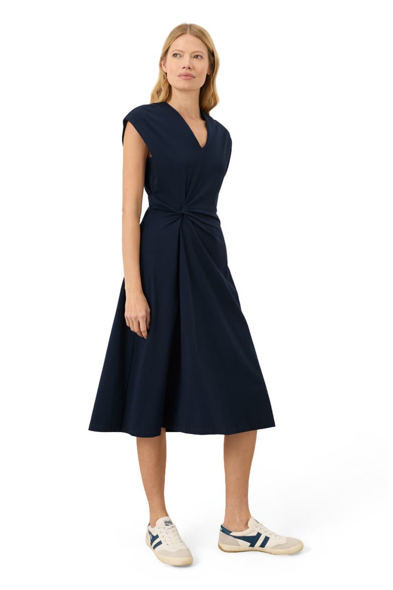 Fit & Flare V-Neck Twist Dress Made With Organic Cotton, Alternate, color, Navy