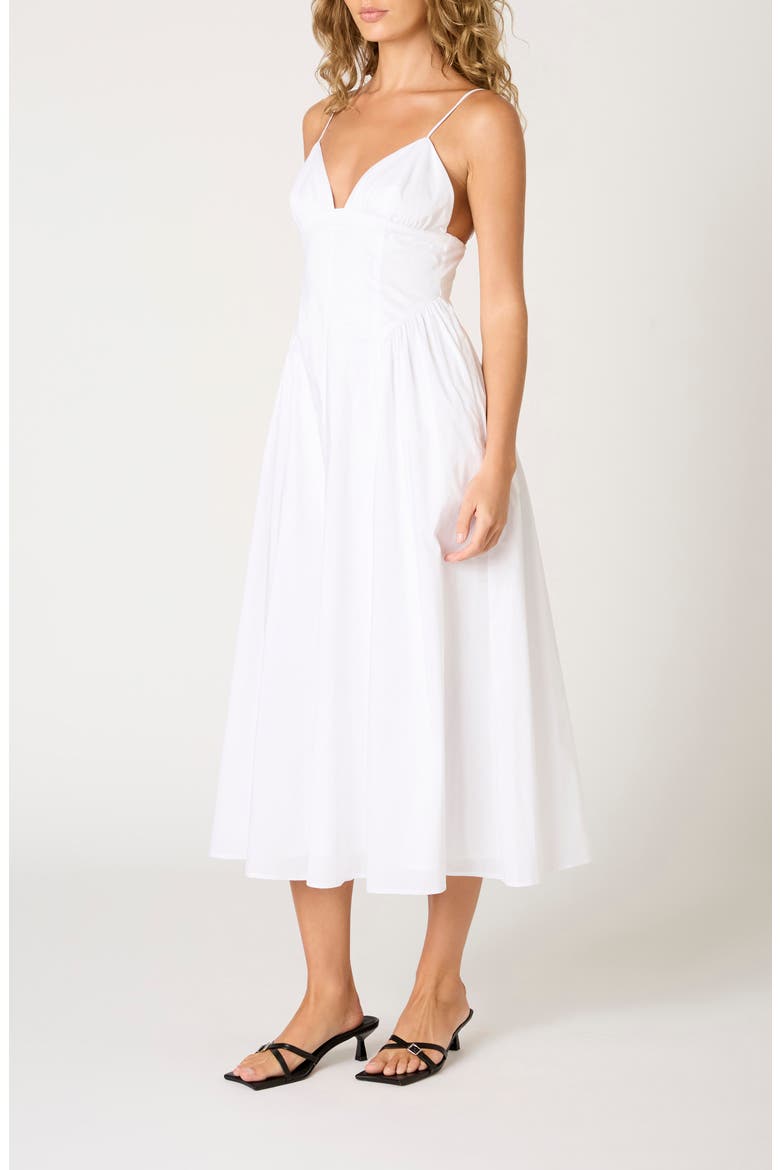 Sydney Cotton Blend Midi Dress, Alternate, color, WHITE