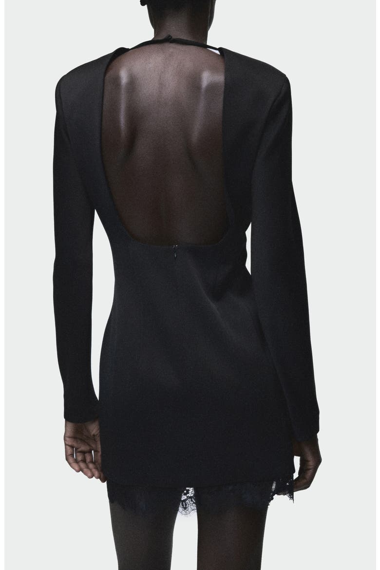 MANGO Lace Trim Open Back Long Sleeve Minidress (Women) | Nordstrom
