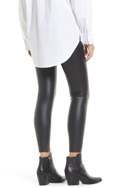 Hue Croc Embossed High Waist Faux Leather Leggings In Black
