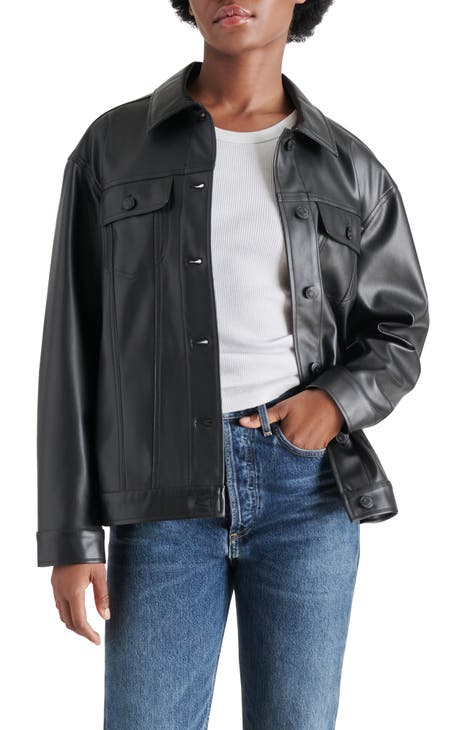 Faux Leather Trucker Jacket