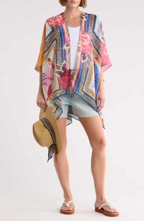 Nine West Patchwork High-Low Topper & Hat Set