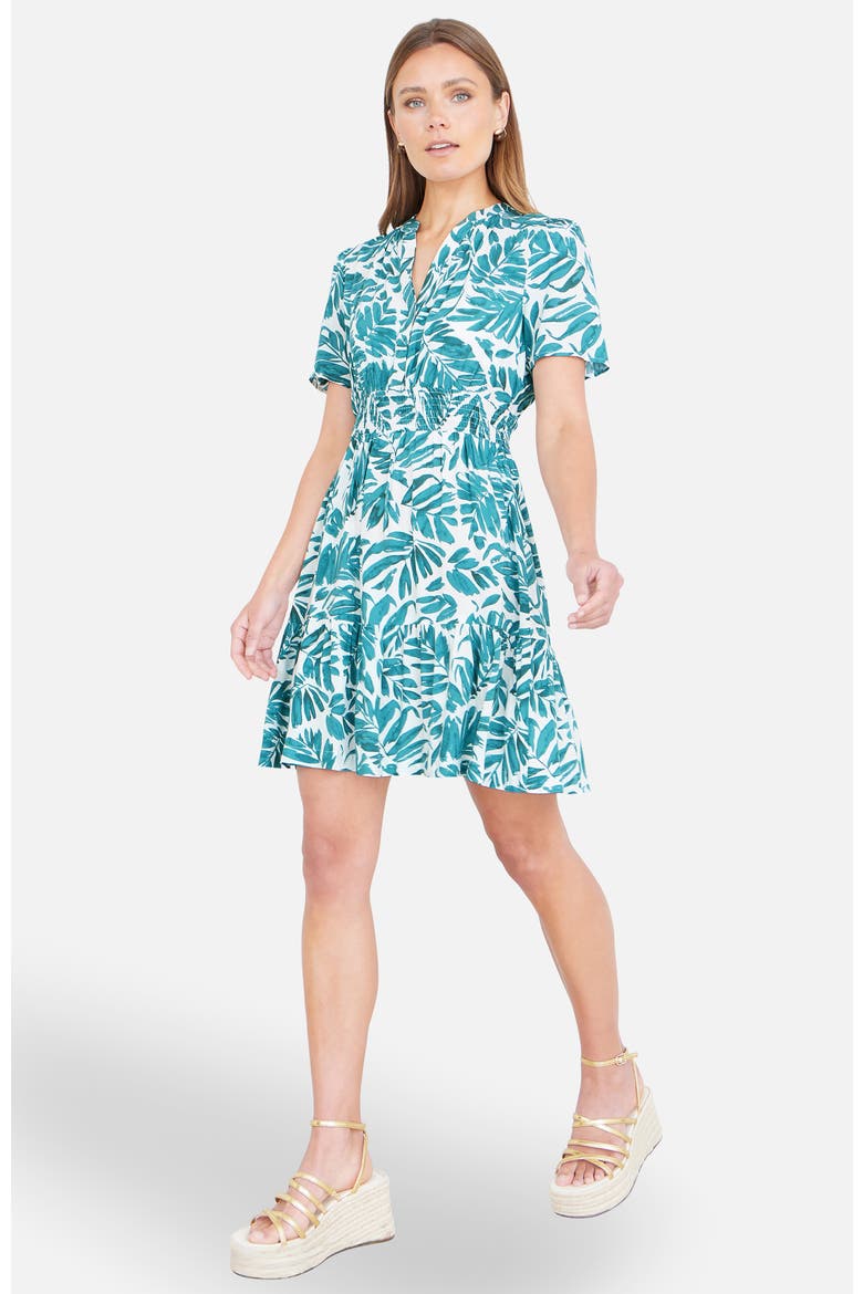 Leaf Print Mini Dress, Alternate, color, Green