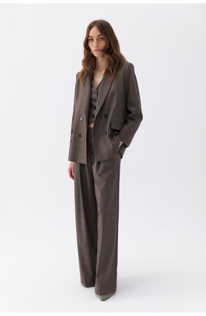 Nocturne Padded Shoulder Plaid Blazer, Alternate, color, 