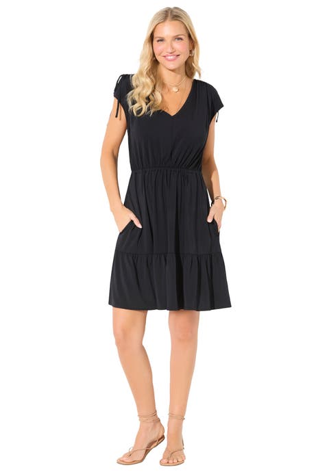 Pack & Go Wrinkle-Resistant V-Neck Short Sleeve Cover Up Dress (Plus Available)