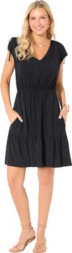 Swimsuits for All Pack & Go Wrinkle-Resistant V-Neck Short Sleeve Cover Up Dress