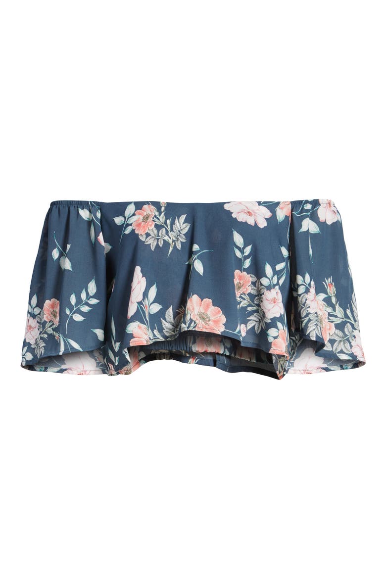 Flutter Crop Top, Alternate, color, GREY GRISAILLE GARDEN FLORAL