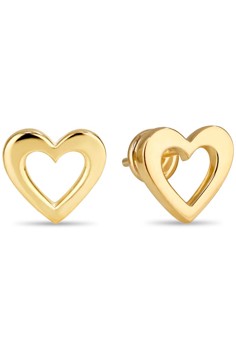 Open Heart Stud Earrings in 14K Gold, Main, color, Yellow Gold