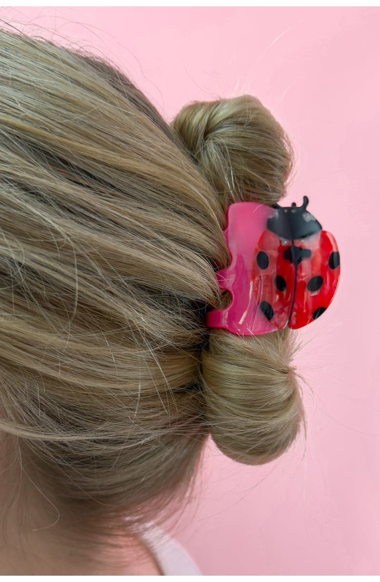 Centinelle Ladybug Hair Claw, Alternate, color, Pink