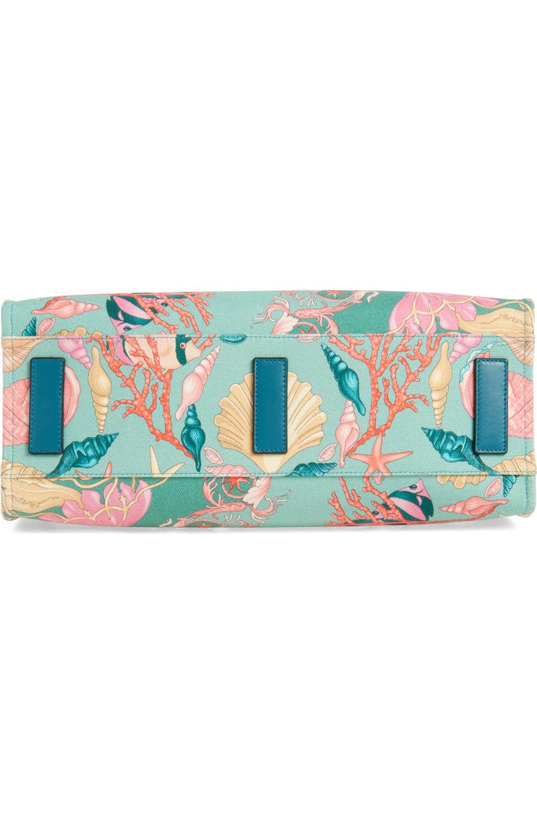 Versace La Medusa Underwater Barocco Canvas Tote, Alternate, color, Sea Green Guava Multi