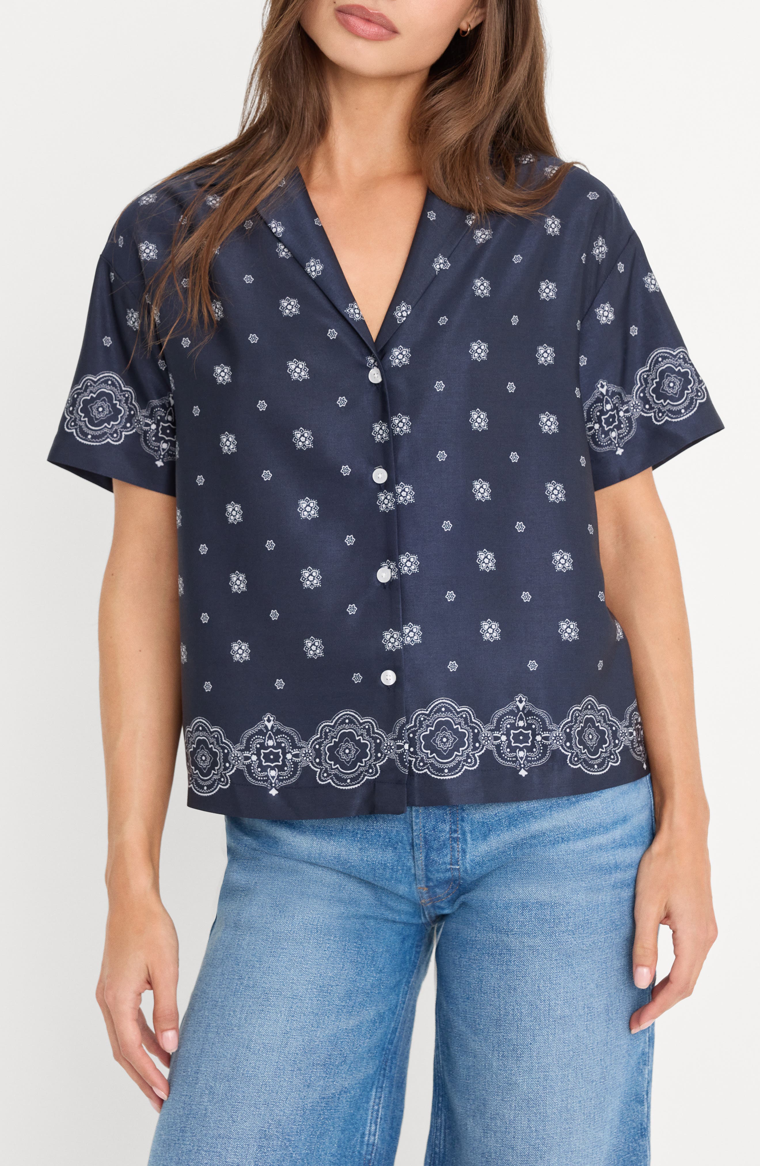 The Medallion Print Button-Up Camp Shirt
