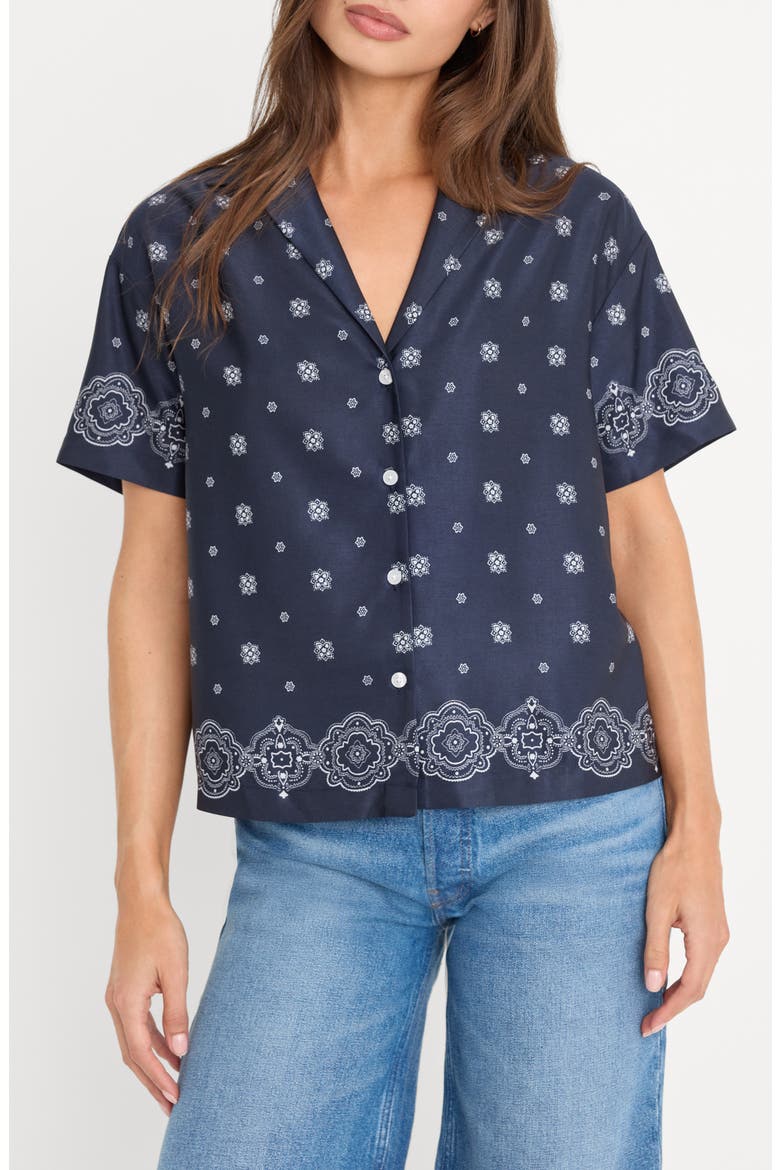 The Medallion Print Button-Up Camp Shirt, Main, color, BANDANA