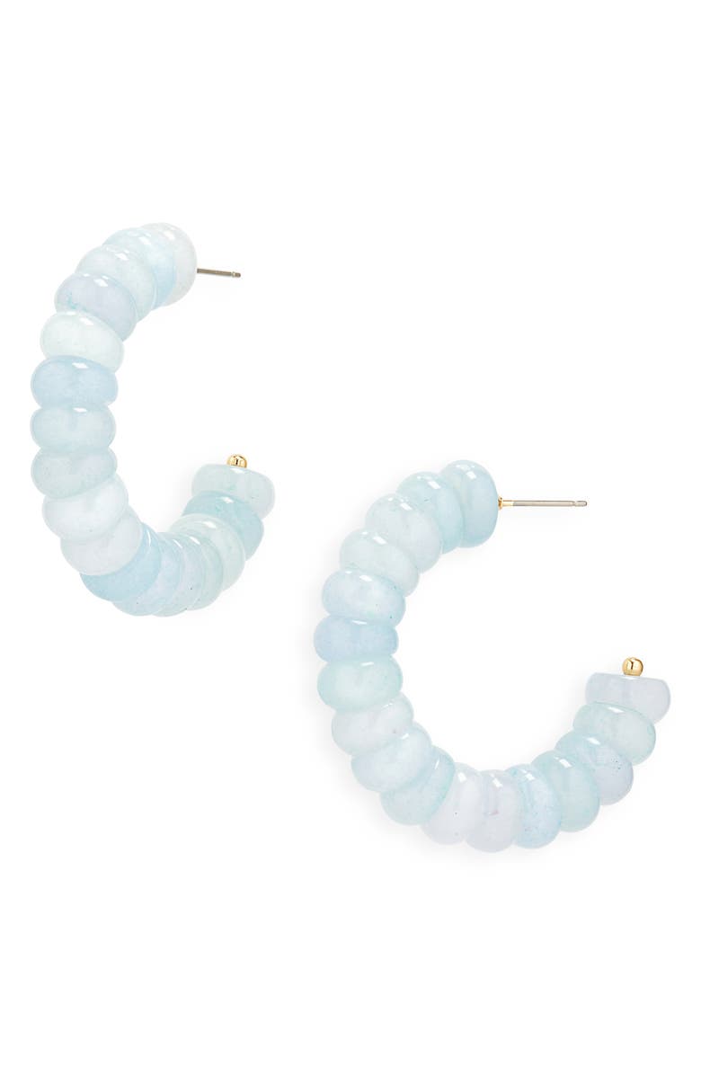 Lele Sadoughi Blue Aventurine Bead Hoop Earrings, Main, color, Blue Aventurine