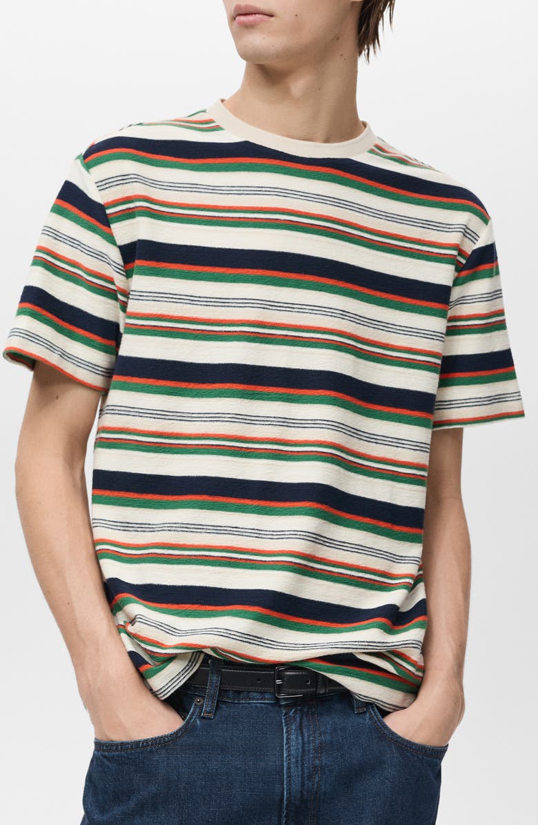 MANGO Stripe Cotton Terry Cloth T-Shirtr, Main, color, 