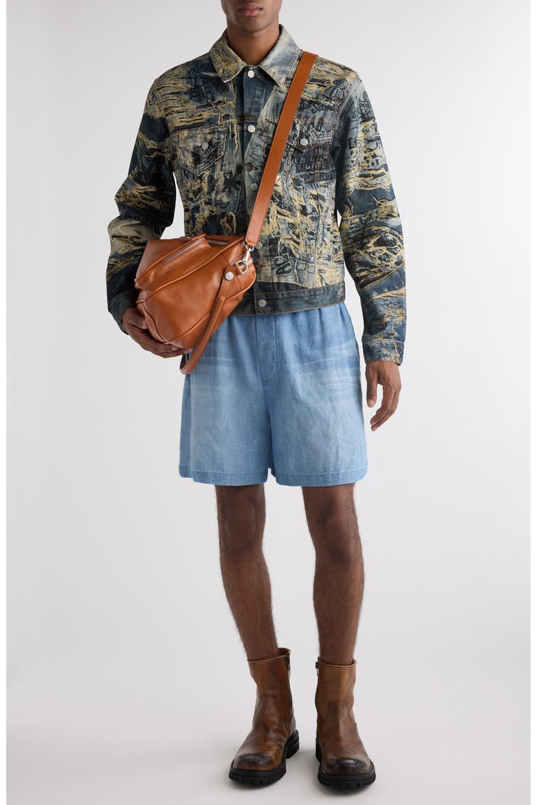 Trompe l'Oeil Print Denim Jacket, Alternate, color, MID BLUE