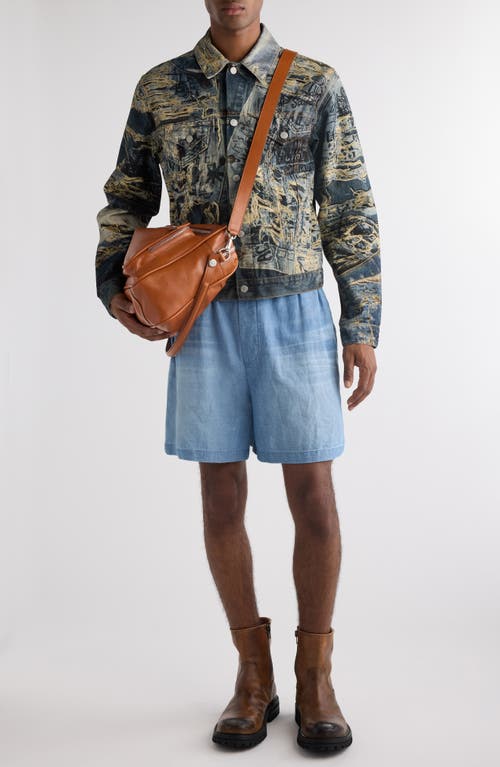Acne Studios Rye Tlo Torn Scribble Denim Jacket In Mid Blue