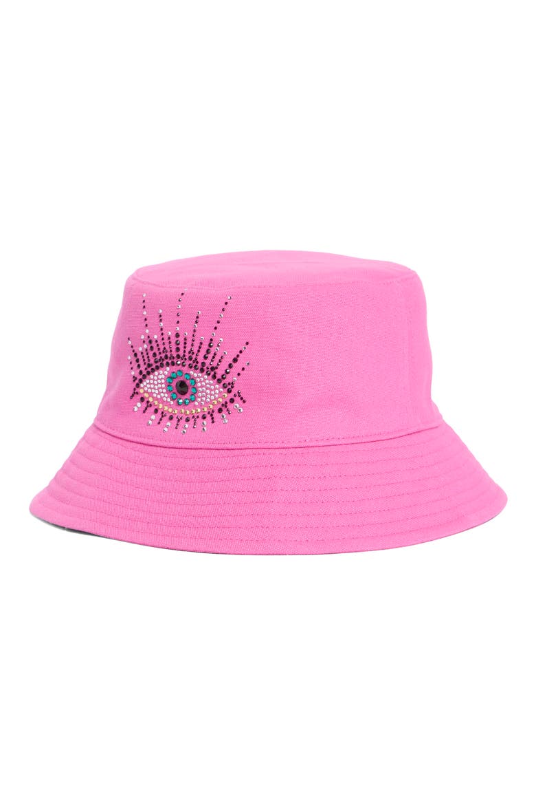Evil Eye Embellished Bucket Hat, Main, color, FUSCHIA