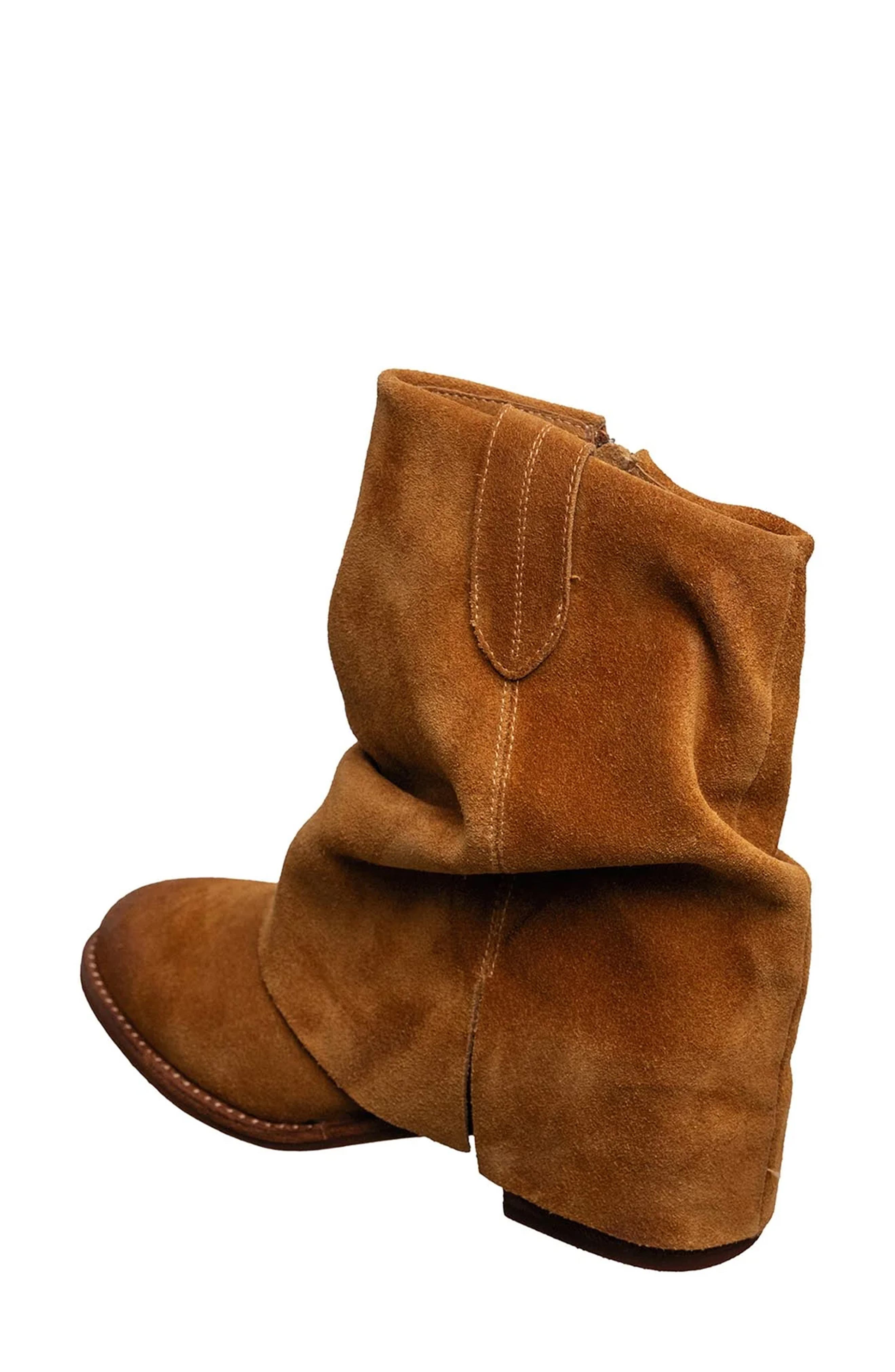 ANTELOPE Ona Ruched Foldover Bootie, Alternate, color, Cognac
