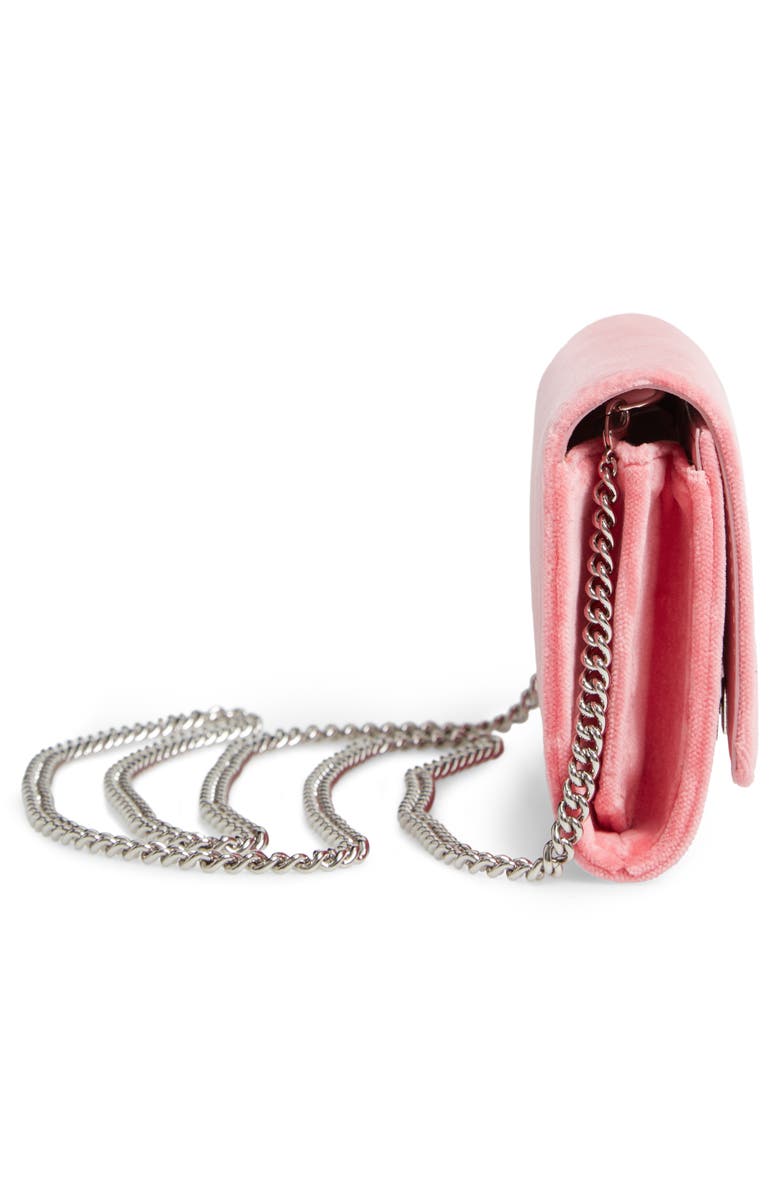 Fendi Logo Small Velvet Wallet on a Chain, Alternate, color,