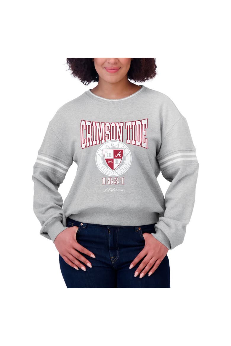 Women's WEAR by Erin Andrews Heather Gray Alabama Crimson Tide Classic Stripe Pullover Sweater, Alternate, color, Heather Gray