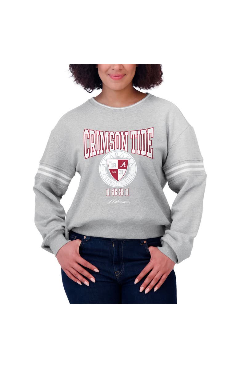 WEAR by Erin Andrews Women's WEAR by Erin Andrews Heather Gray Alabama Crimson Tide Classic Stripe Pullover Sweater, Alternate, color, Heather Gray