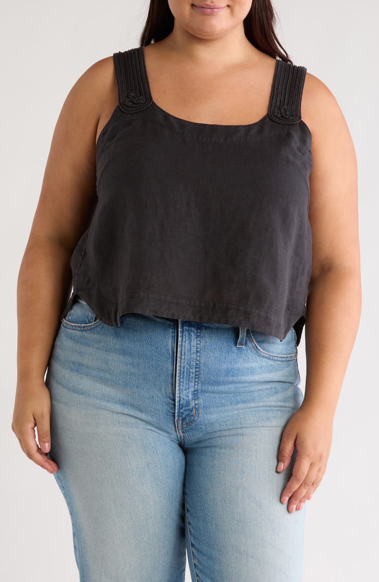 Joie Paisley Sleeveless Linen Top, Main, color, Caviar