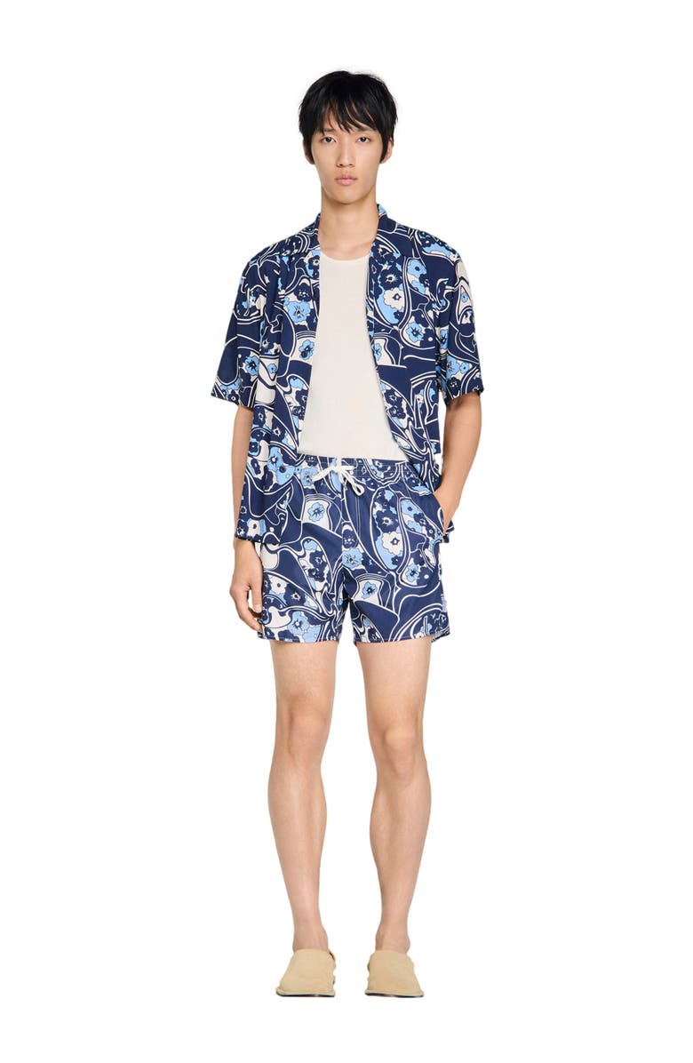 SANDRO Hippie swim shorts, Alternate, color, Navy Blue