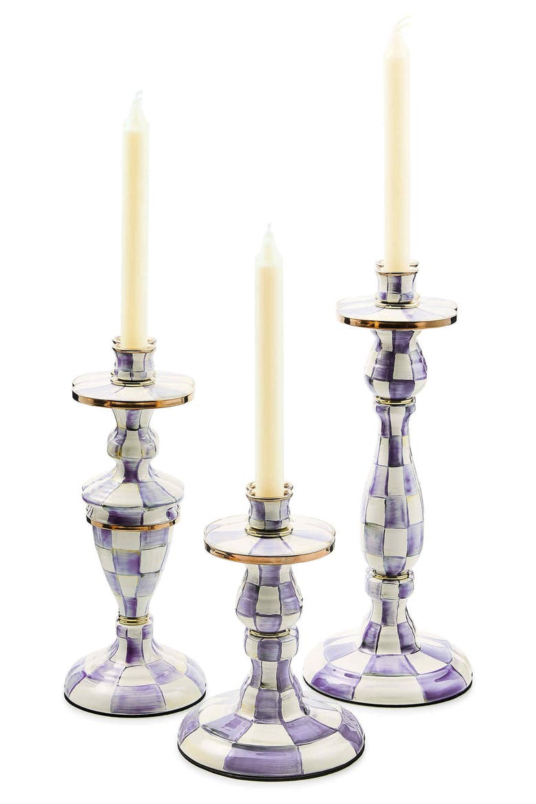 Violet Check Large Candleholder, Alternate, color, VIOLET