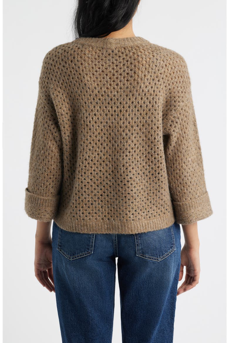 Open Stitch Cuffed Sweater, Alternate, color, TOASTED BUCKWHEAT