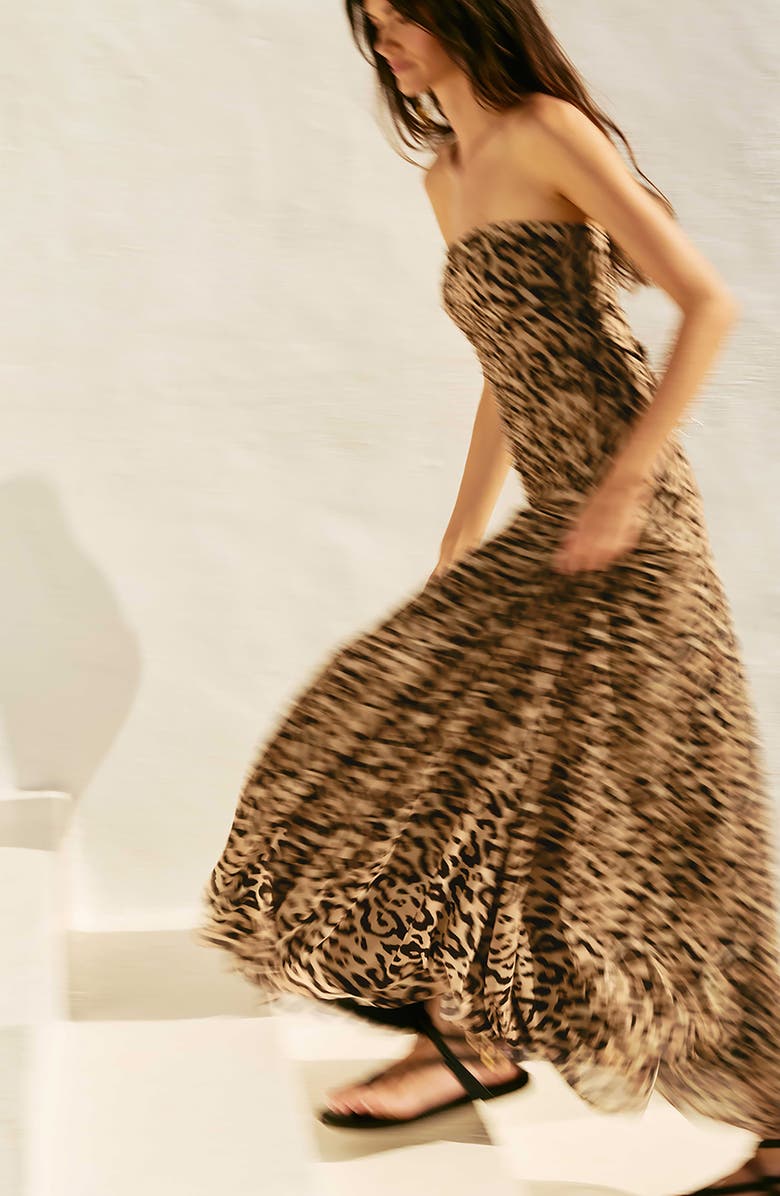 ViX Paula Hermanny Athena Ruched Strapless Cover-Up Midi Dress, Alternate, color, Multi