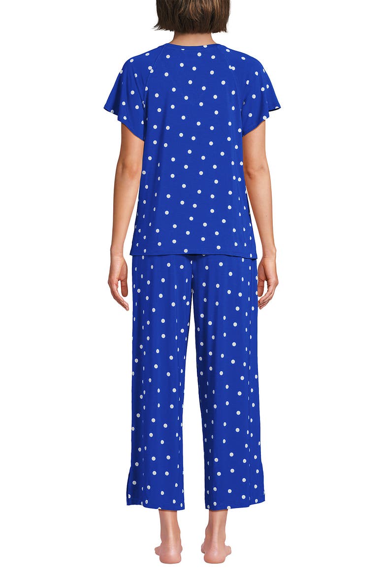 Cooling Pajama Set - Short Sleeve Top and Crop Pants, Alternate, color, Vibrant Lapis Dot