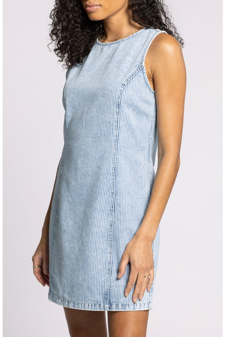 Dahlia Sleeveless Denim Shift Dress, Alternate, color, WASHED INDIGO STRIPE