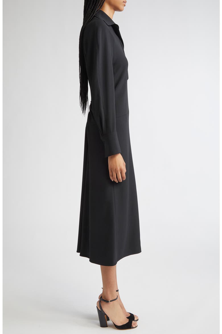 Long Sleeve Polo Midi Dress, Alternate, color, BLACK
