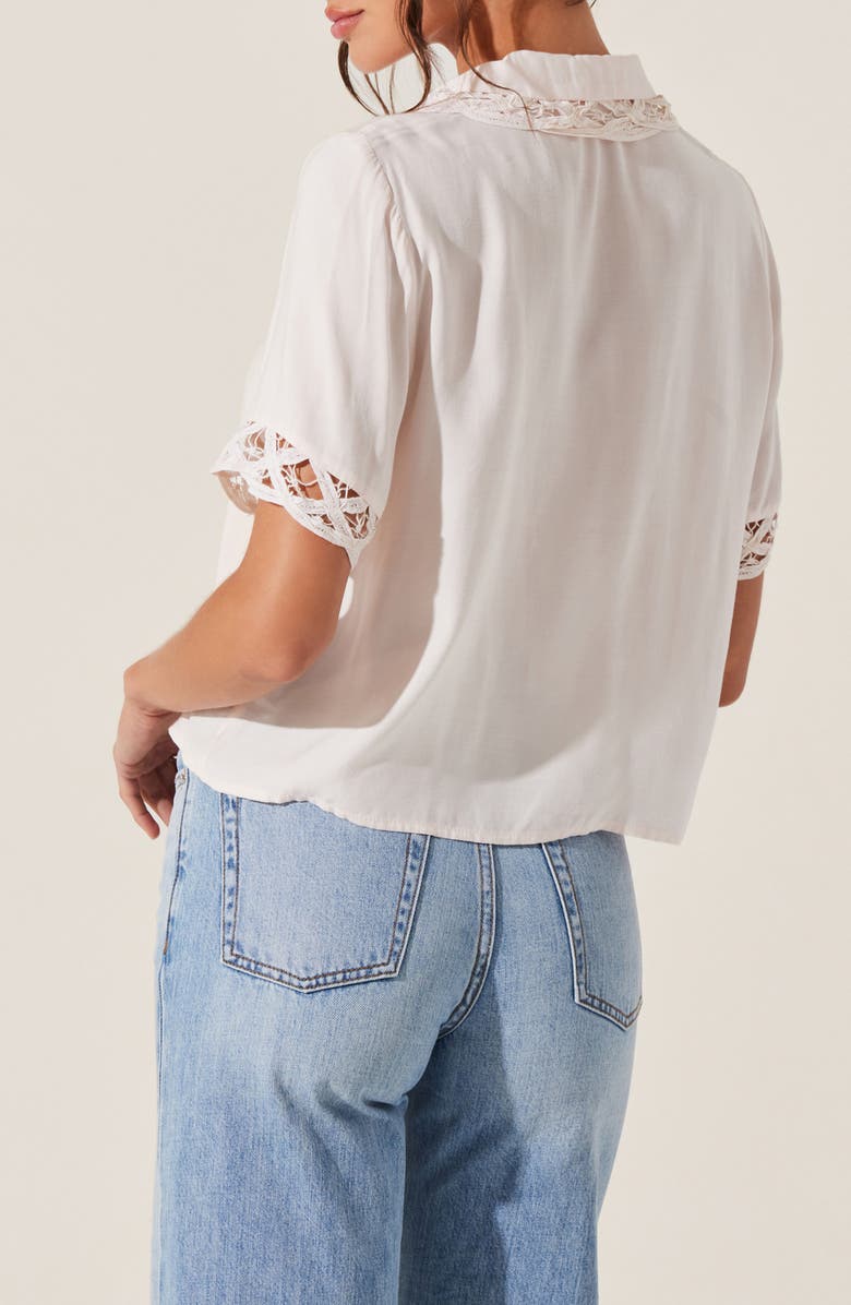 ASTR the Label Elinda Lace Detail Button-Up Shirt, Alternate, color, 