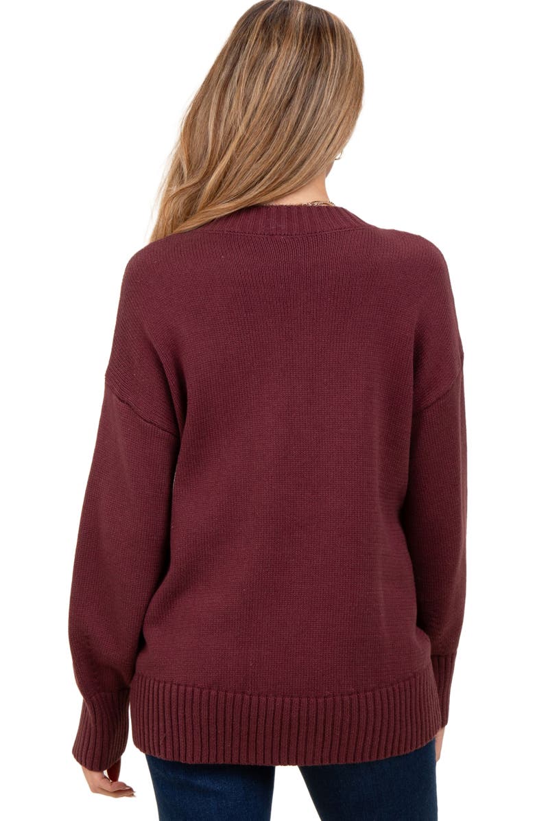 PinkBlush Drop Shoulder Oversized Sweater, Alternate, color, Burgundy