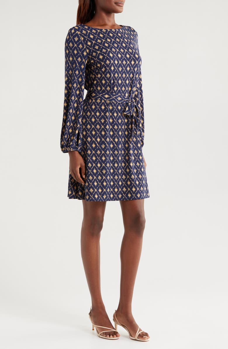 Tommy Bahama Diamond Cay Tie Belt Long Sleeve Stretch Minidress, Alternate, color,