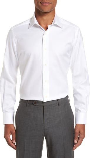 David Donahue Trim Fit Royal Oxford Dress Shirt 
