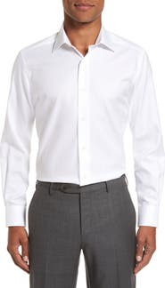 David Donahue Trim Fit Royal Oxford Dress Shirt
