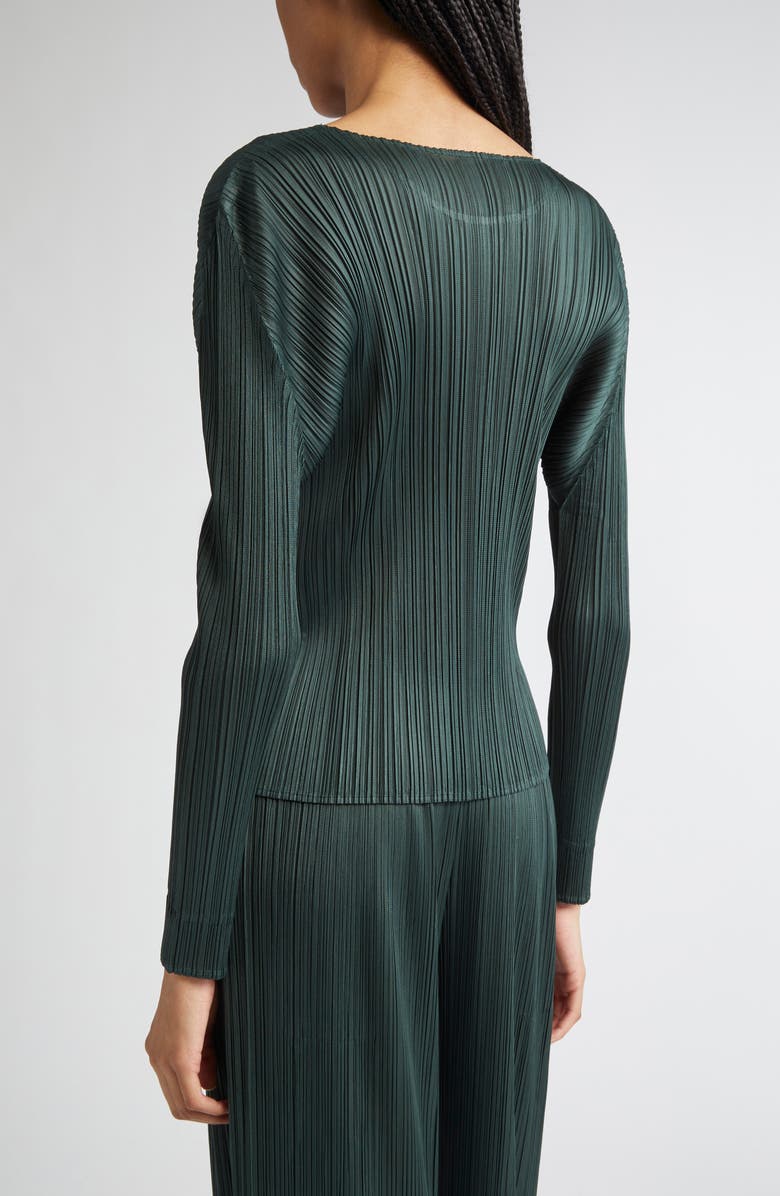 Pleats Please Issey Miyake Monthly Colors December Pleated Long Sleeve Top, Alternate, color, Forest Green