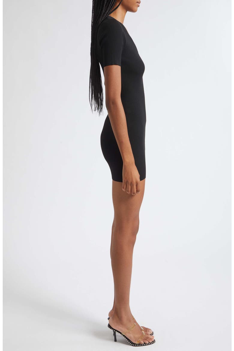 Zip Pointelle Rib Sweater Dress, Alternate, color, BLACK