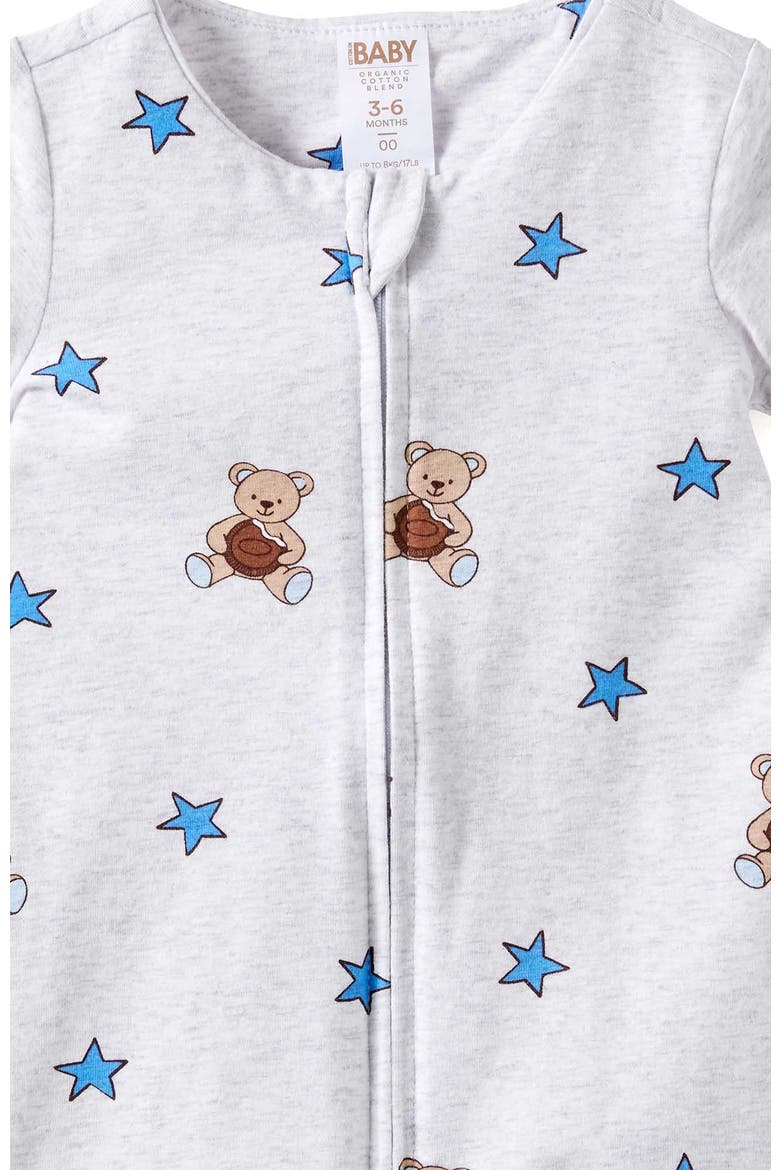 Growie Short Sleeve Zip All In One Romper, Alternate, color, Snow Marle Cookie-Star Bear