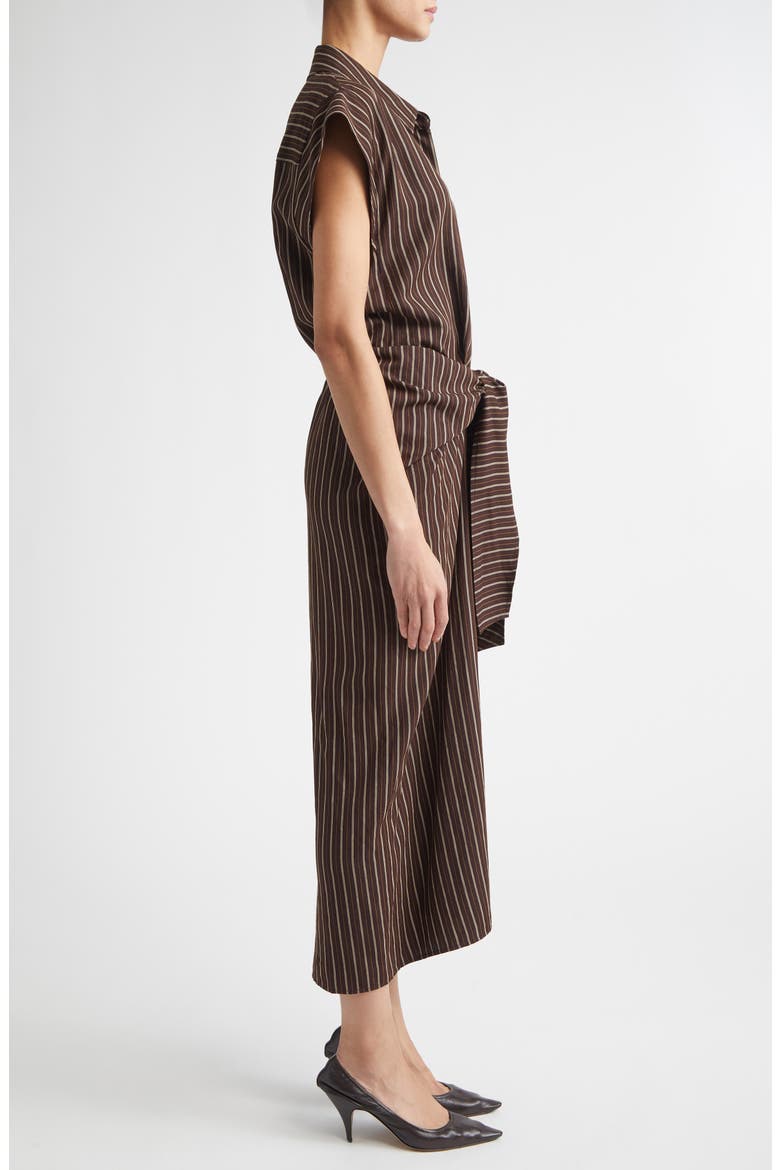 Emilia Stripe Tie Front Shirtdress, Alternate, color, GANACHE STRIPE