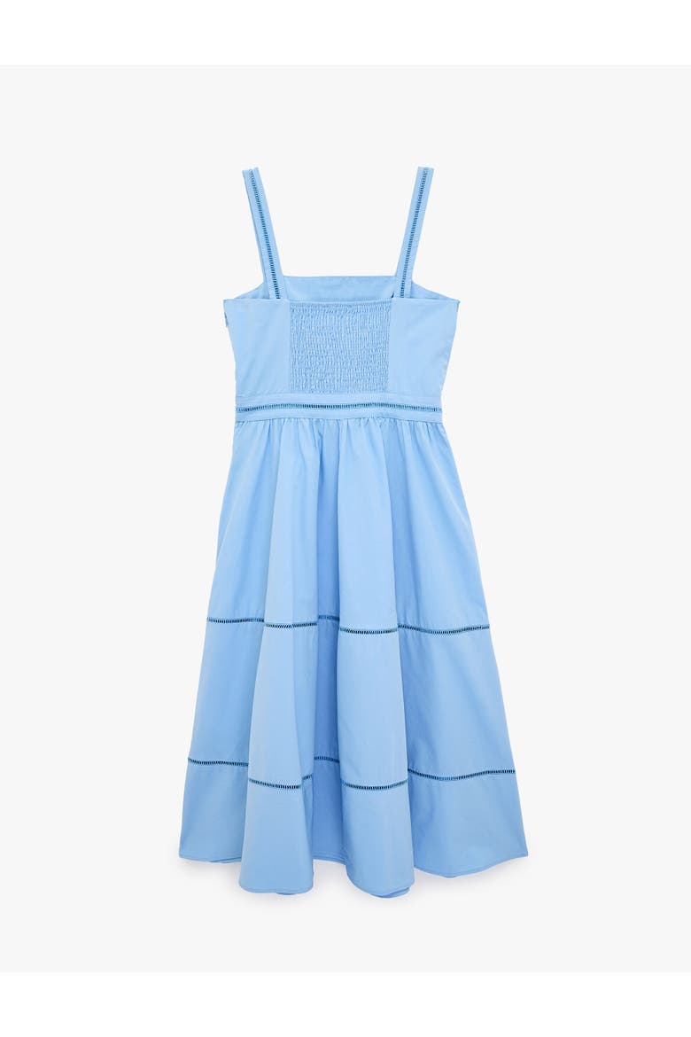 Square Neck Lace Detail Cotton Strappy Dress, Alternate, color, BLUE