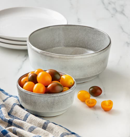 Tag Stinson Large Light Gray Ceramic Serving Bowl Dishwasher Safe In Gray