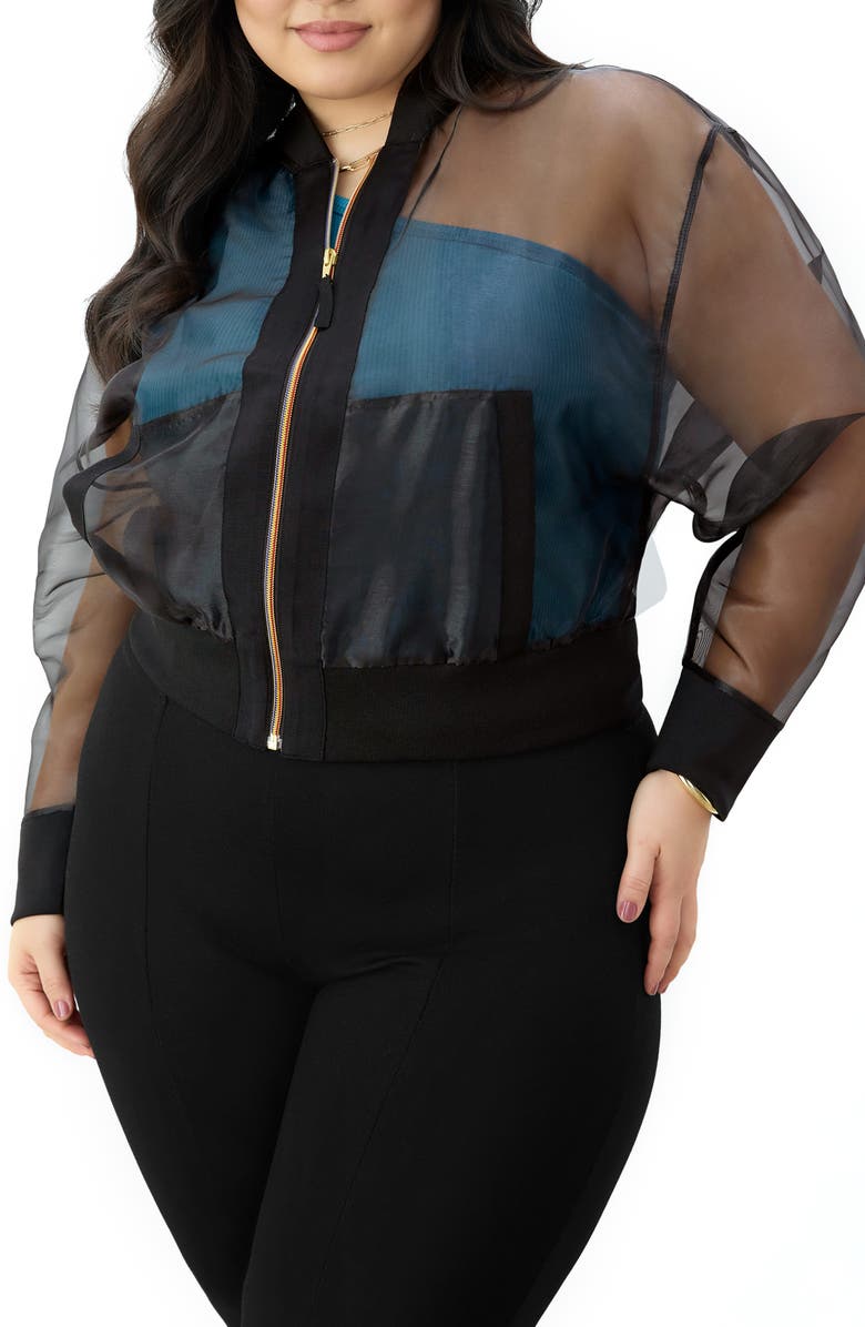 GSTQ Sheer Bomber Jacket, Main, color,